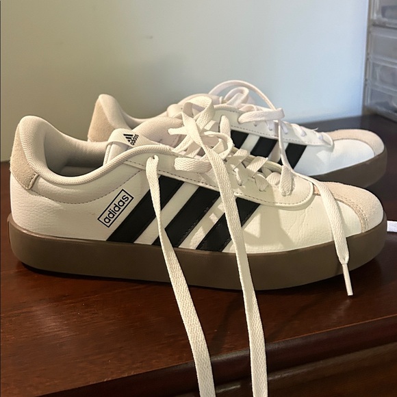 Adidas White Black Sneakers with Brown Gum Sole - Picture 2 of 10